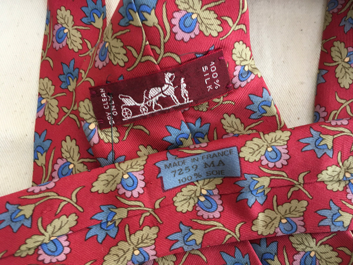 Hermès HERMES Paris Silk FLORAL Print Tie 7259 MA 100% AUTHENTIC Men