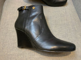 TORY BURCH 'Milan' Wedge Bootie Black Leather Boots Size US 9.5 39.5. US 6.5 ladies