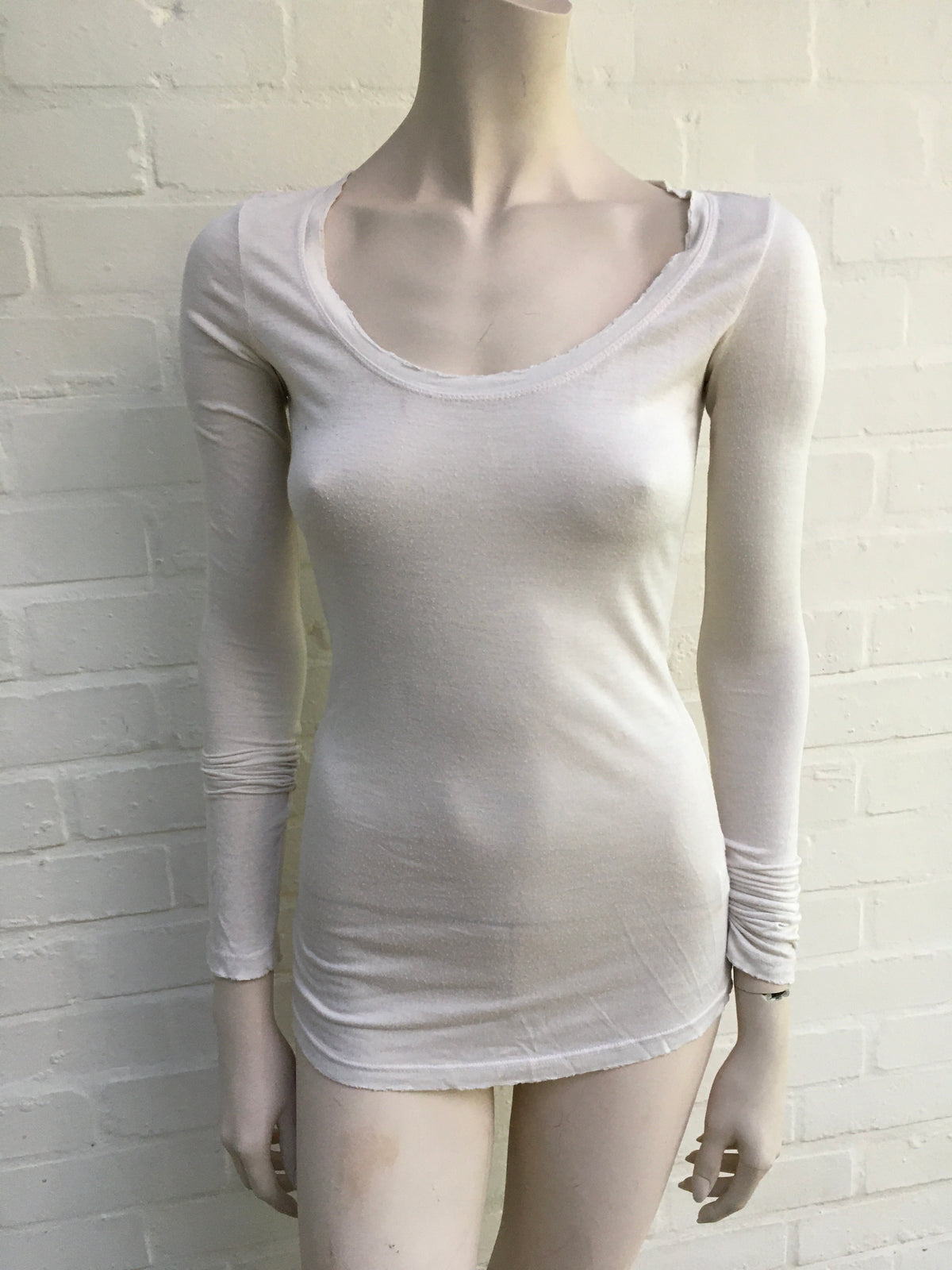 James Perse Los Angeles Sheer Slub Long Sleeve Crew Top Size 1 S ladies