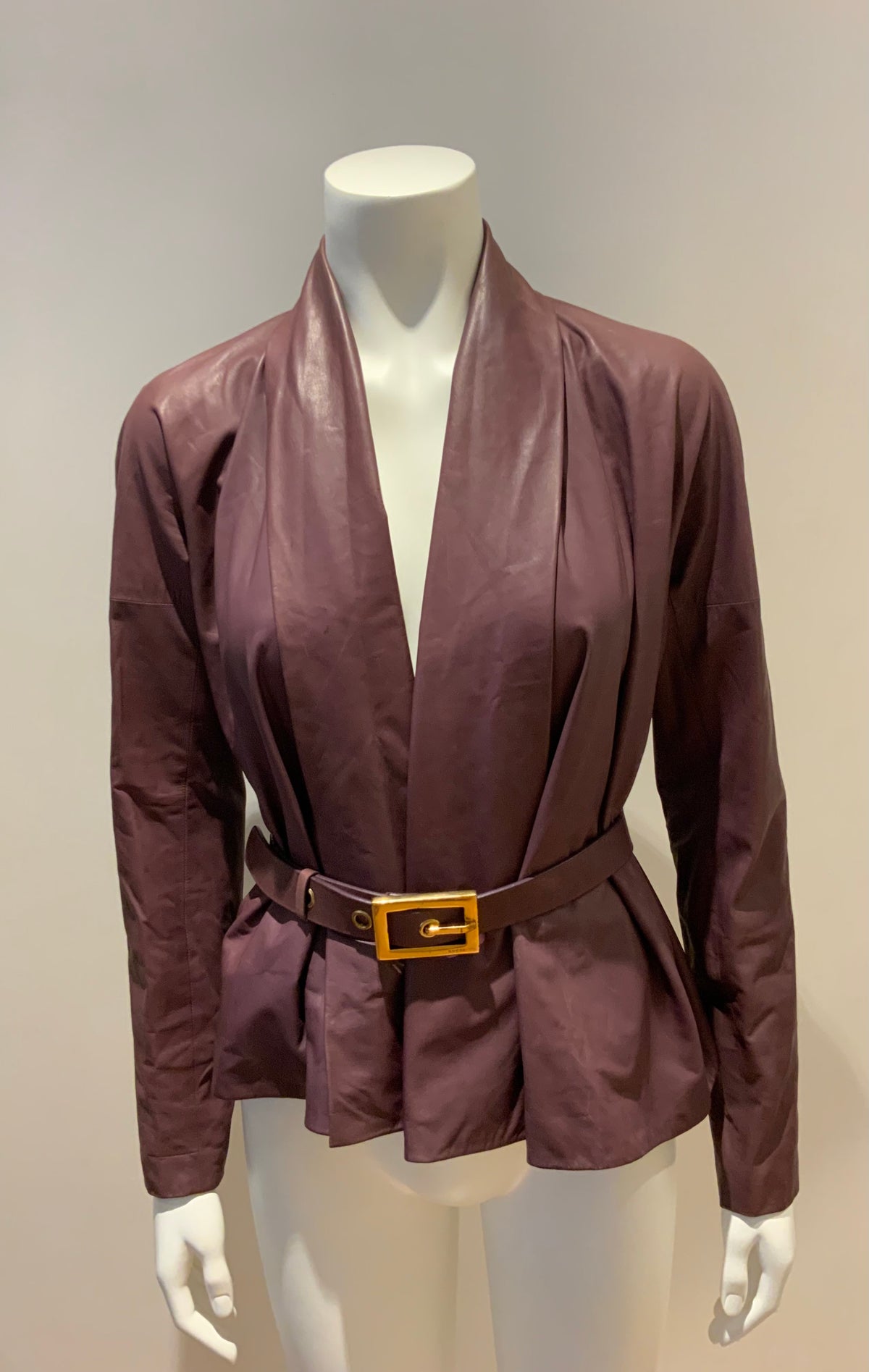 GUCCI Burgundy Leather Jacket & Matching Belt I 40 UK 8 US 4 ladies