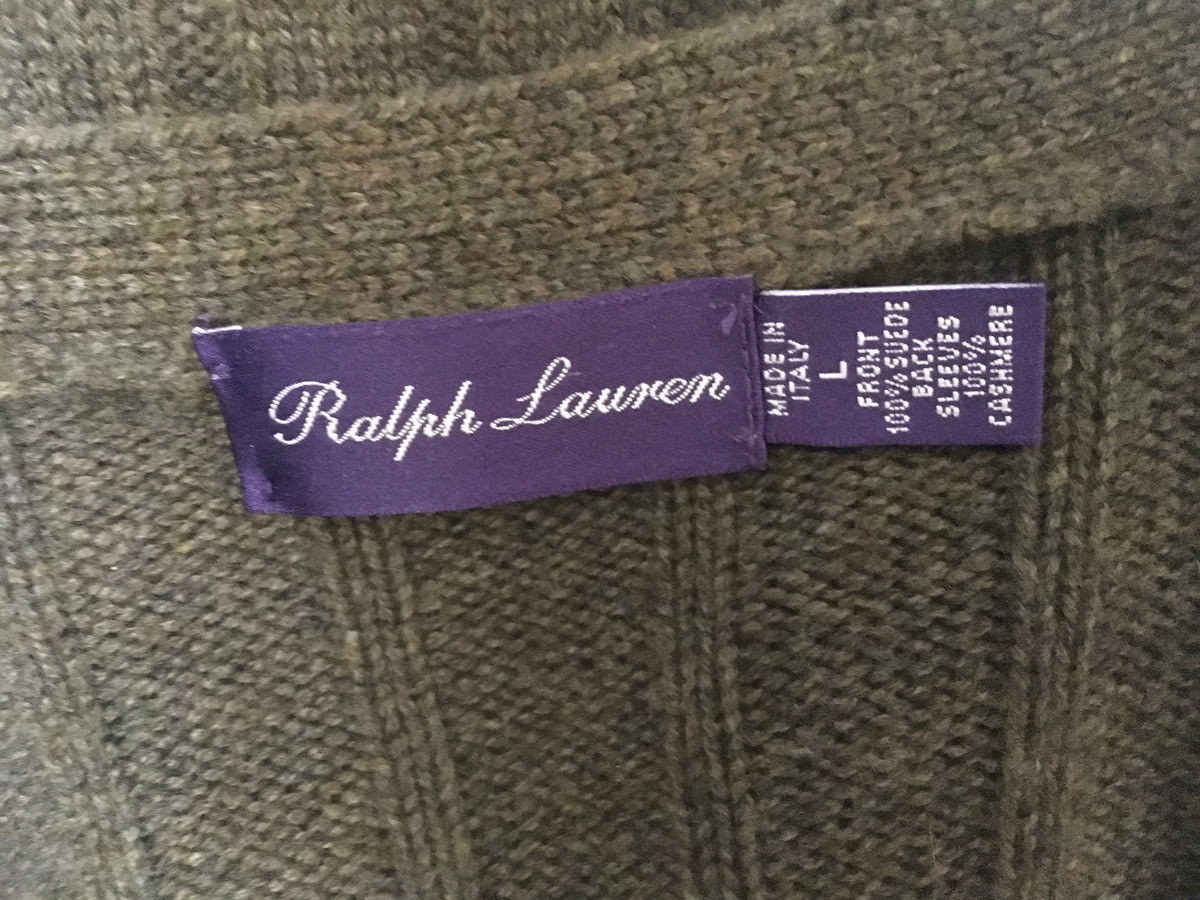 Ralph Lauren Purple Label Luxurious Suede Cashmere Panel Jacket Cardigan L Men