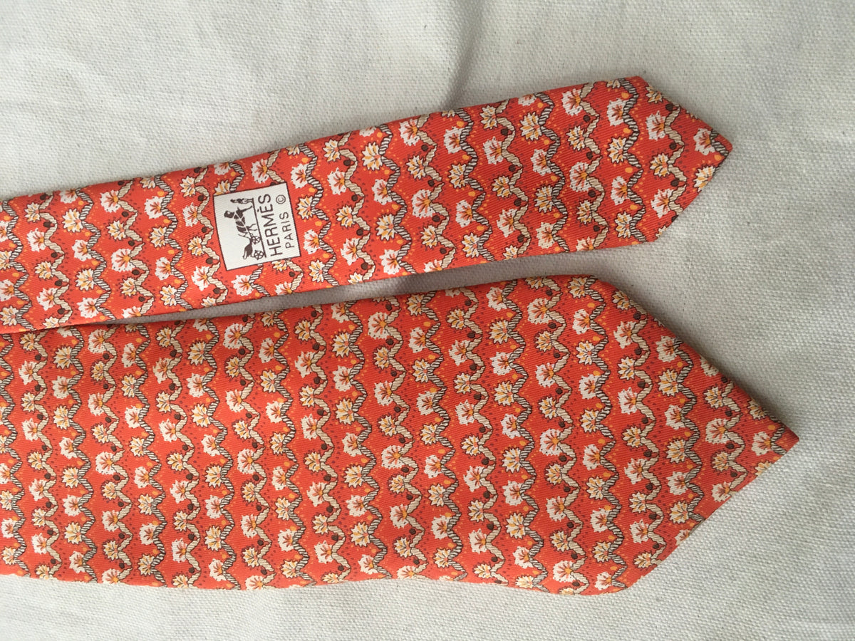 Hermès HERMES Paris Silk Floral Print Tie 7940 MA 100% AUTHENTIC Men