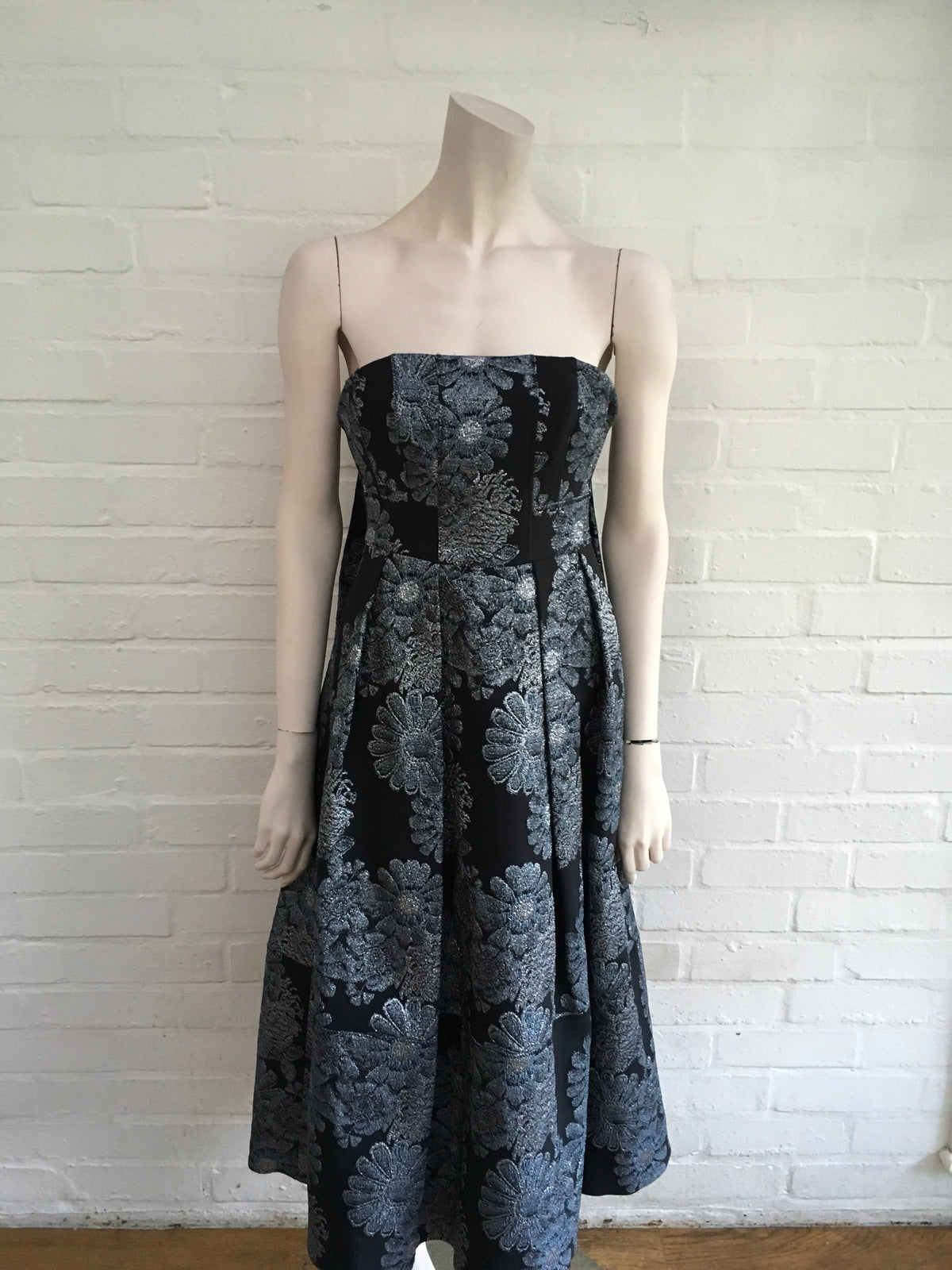 ERDEM RUNAWAY Alina Metallic-Jacquard Strapless Dress LADIES