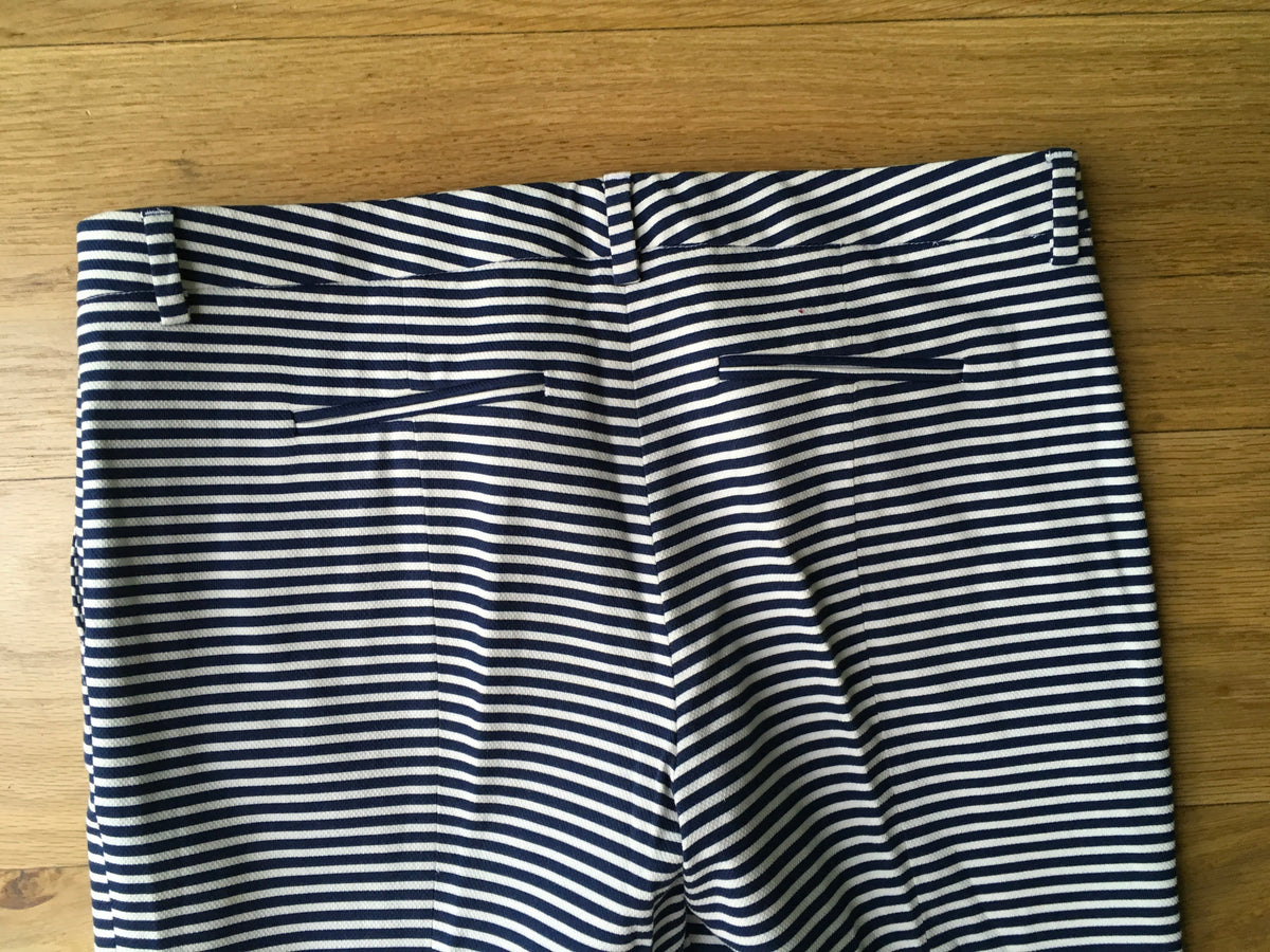 True Royal Pants Trousers White & Blue Stripes Mid-Rise Straight-Leg  Ladies
