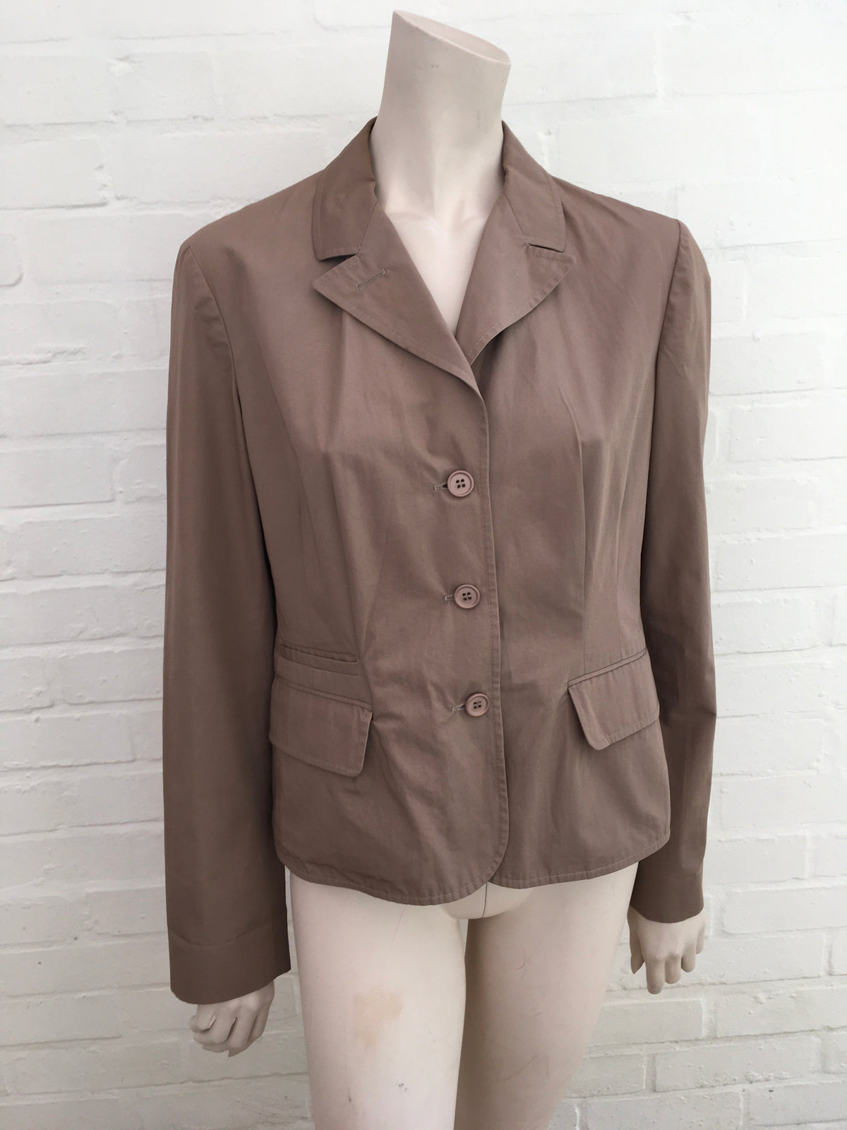 MIU MIU COTTON BEIGE BLAZER JACKET SIZE I 46 ladies