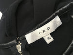 IRO Black Stepy Leather-Trimmed Stretch-Dress Size F 36 UK 8 US 4 S Small