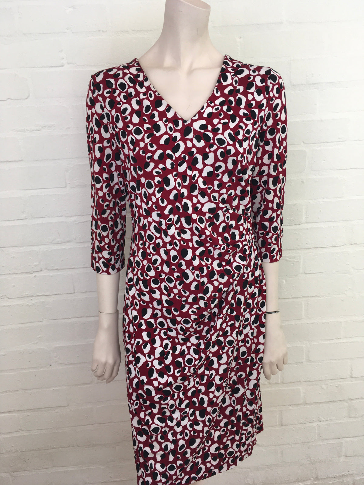 BOSS Hugo Boss Epona V-Neck 3/4 Sleeve Printed Sheath Midi Dress Size M Medium ladies