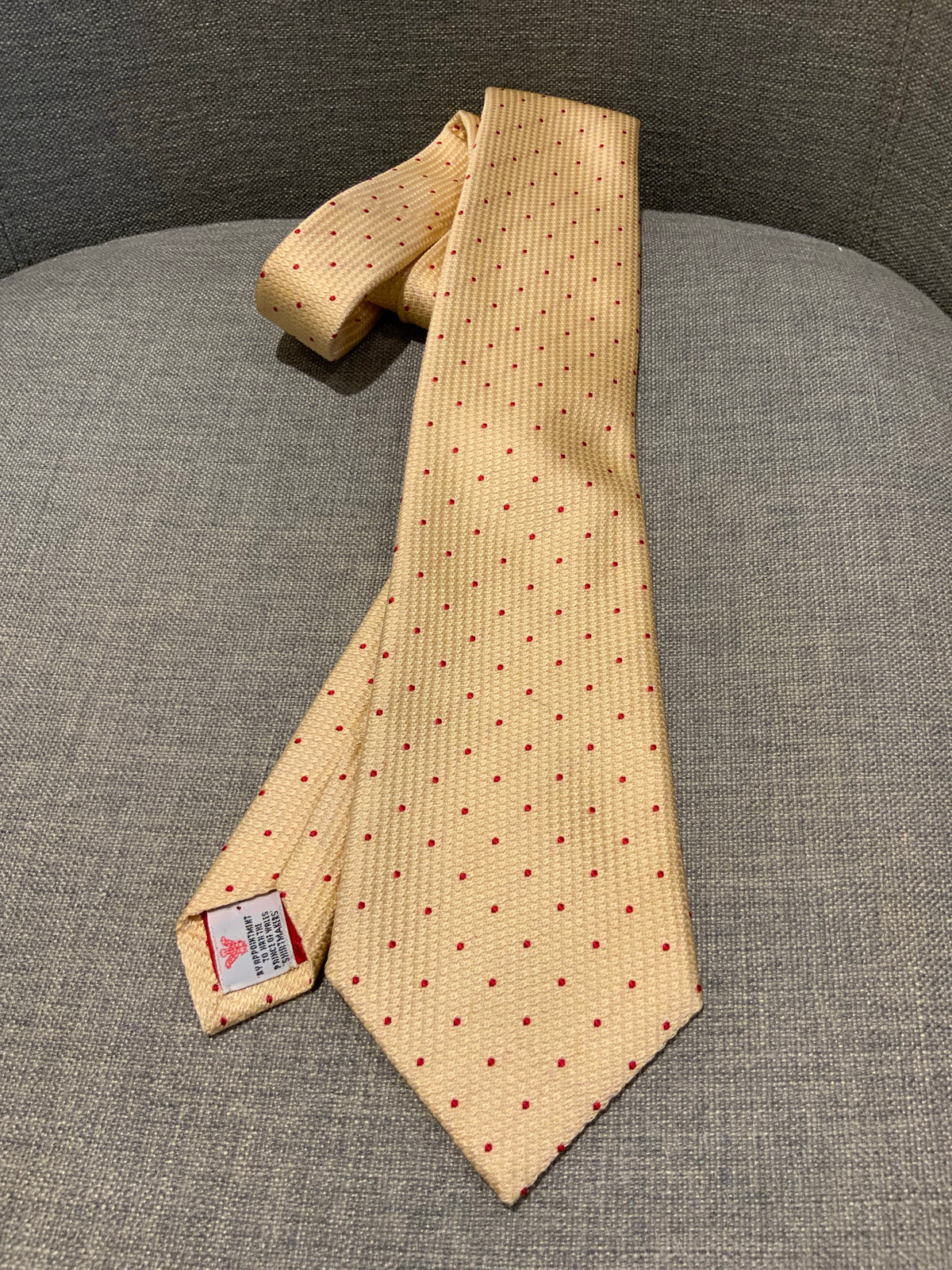 TURNBULL & ASSER Mens Yellow Jacquard Polka Dots Tie Handmade men