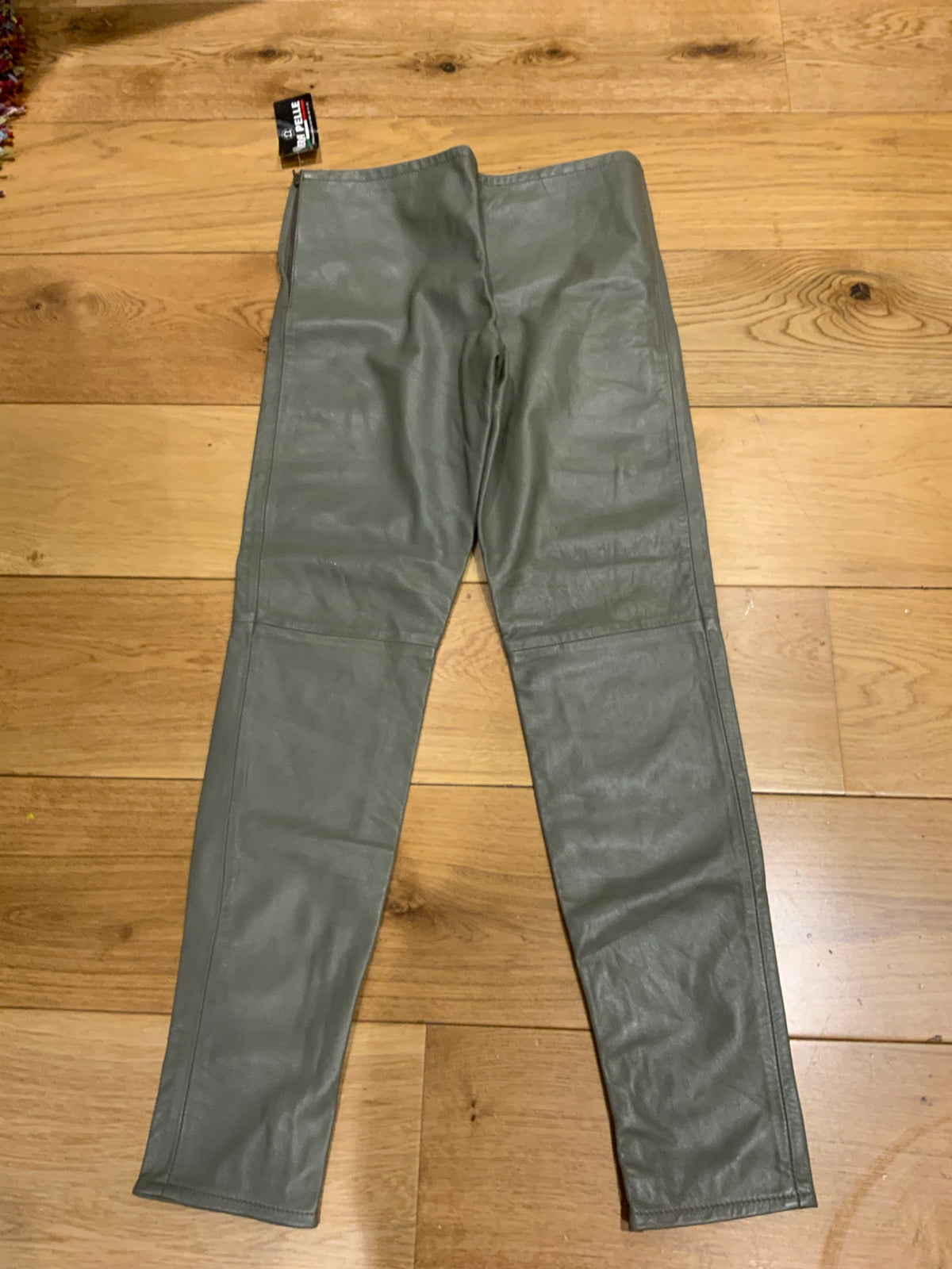 Vera Pelle Taupe Leather Leggings Pants Trousers Size US 8 UK 12 ladies