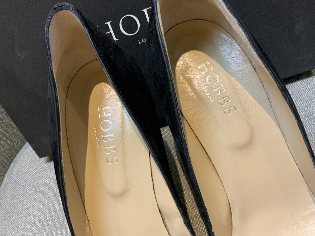 HOBBS Women's Rebecca Suede Almond Toe Court Shoes Black Size 41 UK 11 US 8 ladies