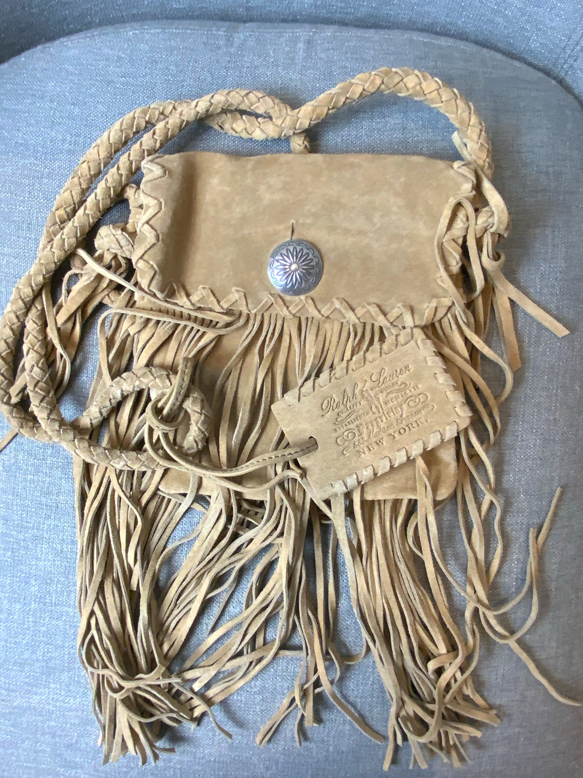 RALPH LAUREN COLLECTION Fringed suede shoulder bag handbag ladies