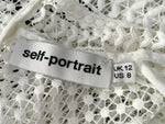 Self Portrait White Contrast lace panelled top blouse Size UK 12 US 8 Ladies