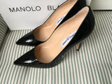Manolo Blahnik pointed-toe patent leather PUMPS SHOES HEELS SIZE 38 UK 5 US 8 Ladies