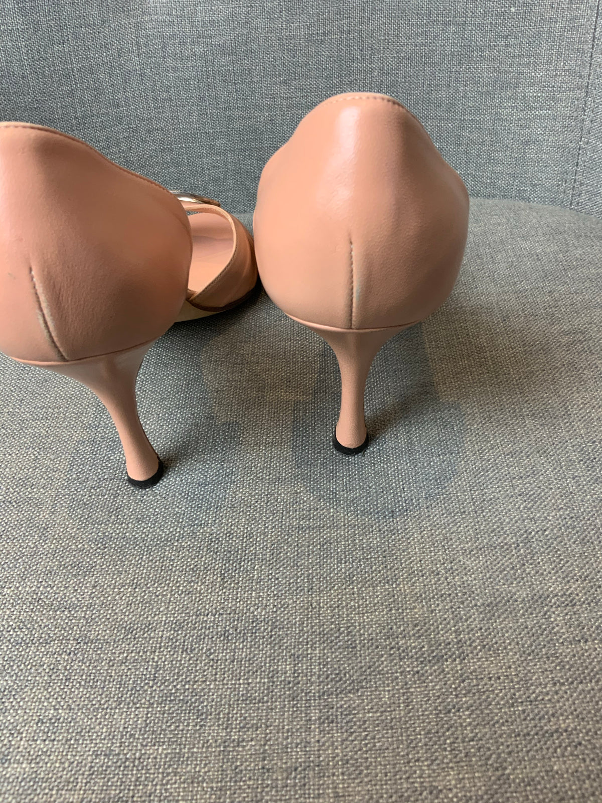 Manolo Blahnik Pink Leather D'Orsay PUMPS HEELS SIZE 37 1/2 US 7.5 UK 4.5 ladies