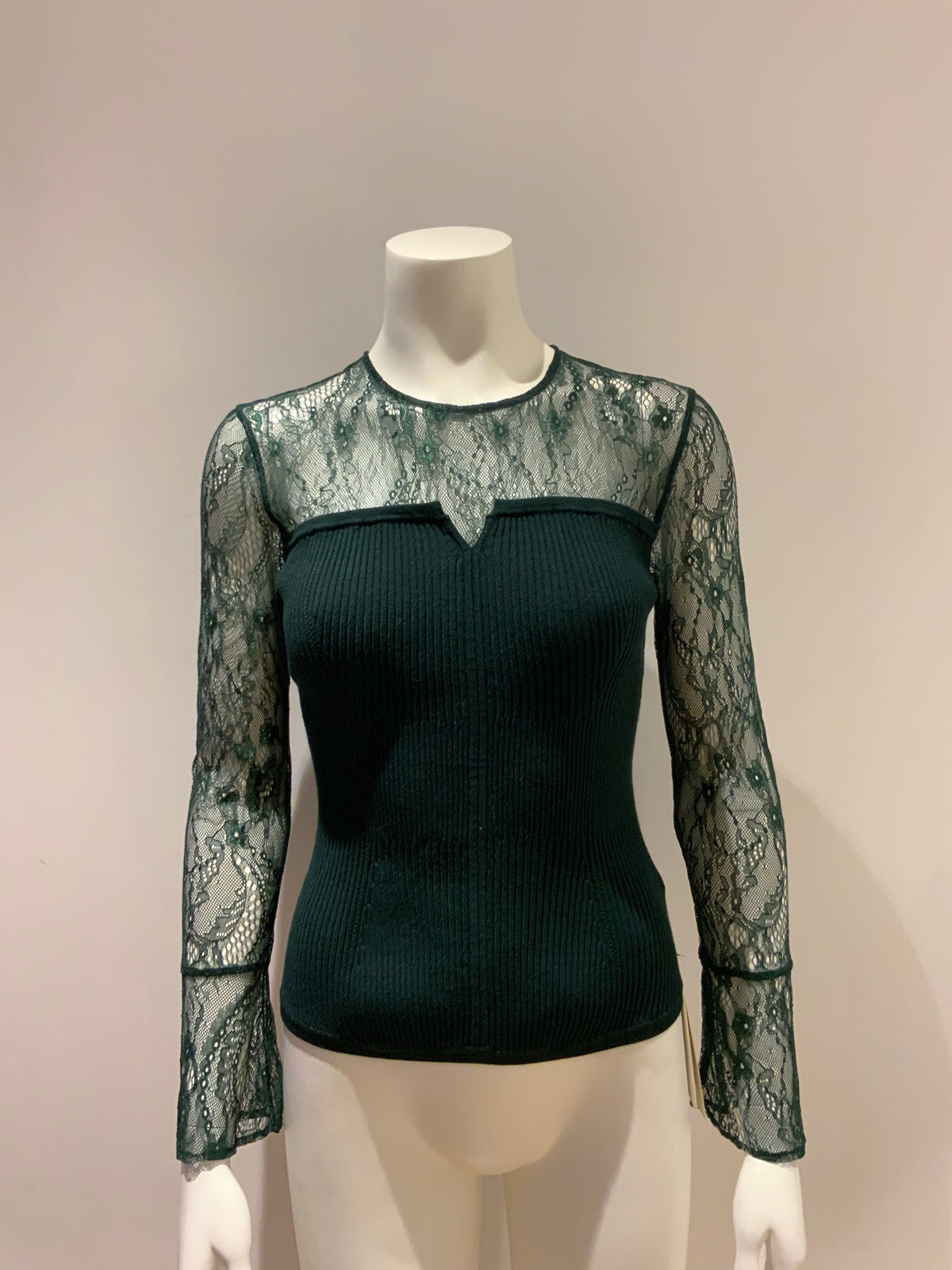 FRAY I.D JAPAN FLORAL LACE INSERT JUMPER TOP BLOUSE SWEATER PULLOVER SIZE F ladies