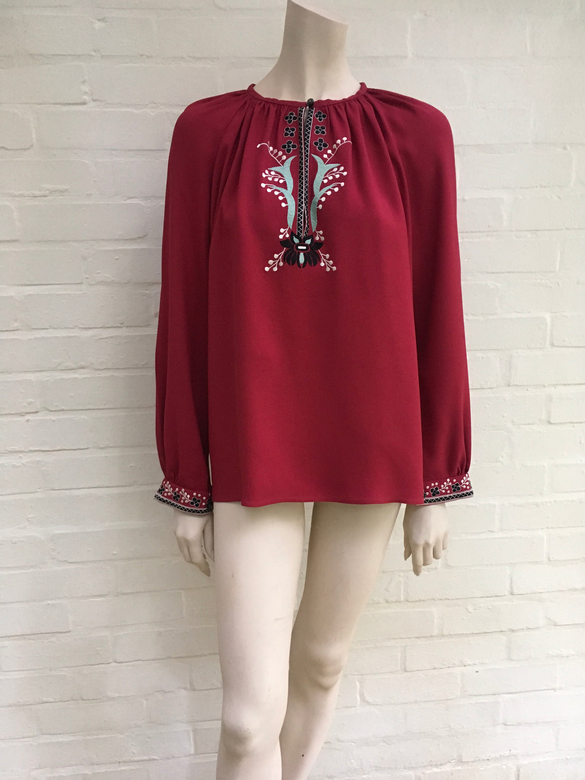 VILSHENKO Embroidered Floral Details Blouse Red Woman  Ladies