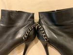 Ralph Lauren Collection Black Chain Leather Platform Ankle Boots/Booties 8 1/2 ladies