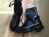 Valentino Garavani Rockstud Black Leather Combat Lace Up Boot Size 39 1/2 UK 6.5 ladies