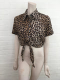 Dolce & Gabbana D&G Animal Print Tie Front Cropped Shirt Top I 44 ladies