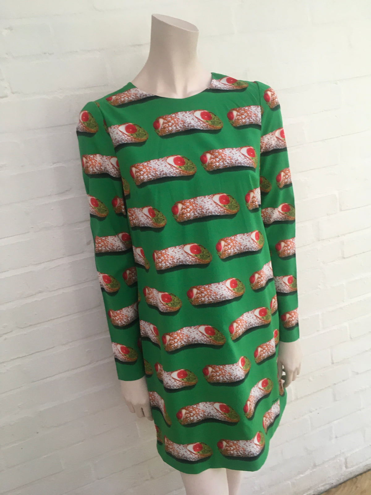 Dolce & Gabbana Green Cannoli Siciliani Shift Silk Dress Size I 42  ladies