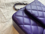 CHANEL Lambskin Quilted Jumbo Double Flap Purple Bag Handbag ladies