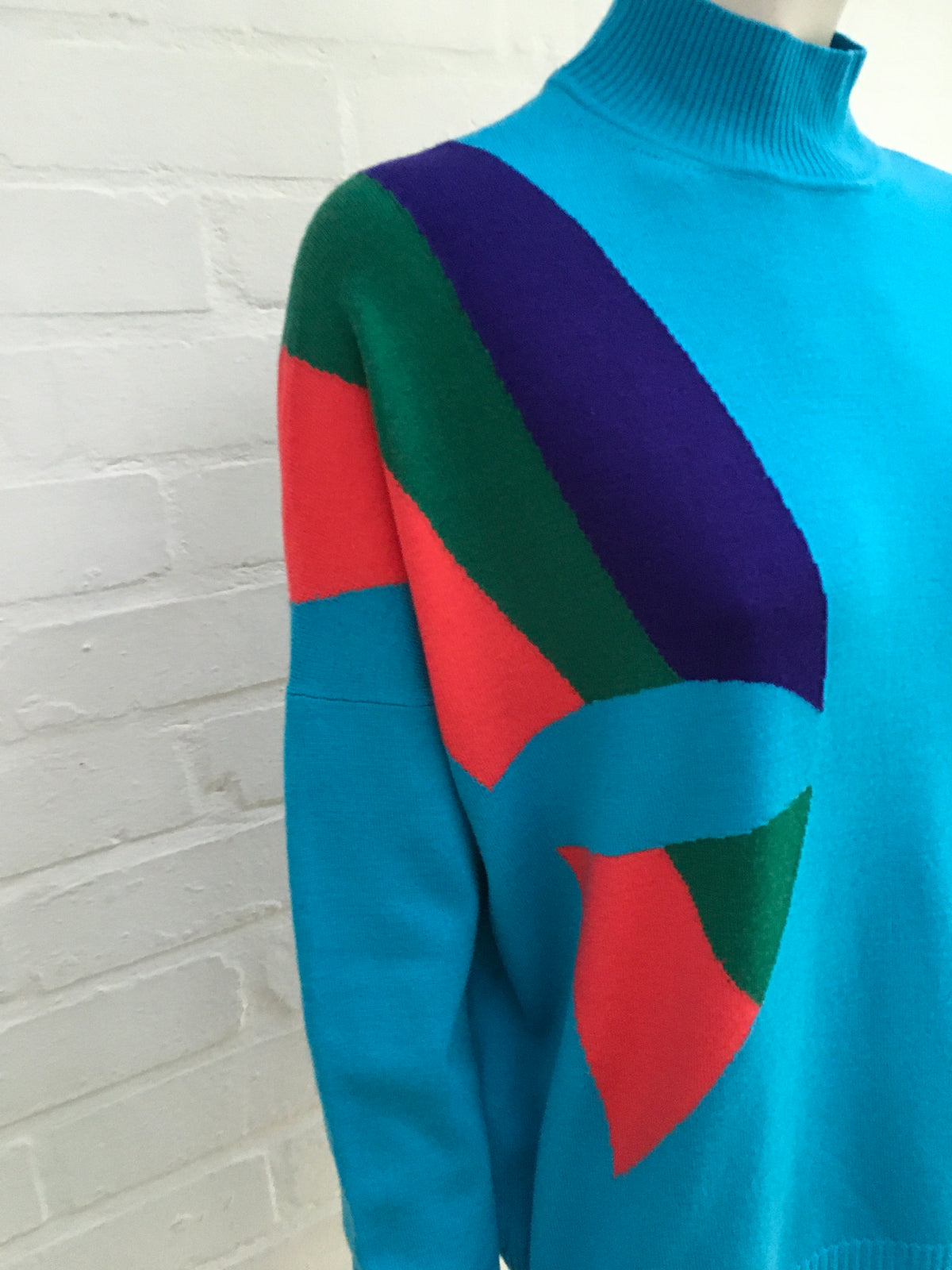 Delpozo Intarsia Wool Knit Sweater Jumper Size L Large Ladies