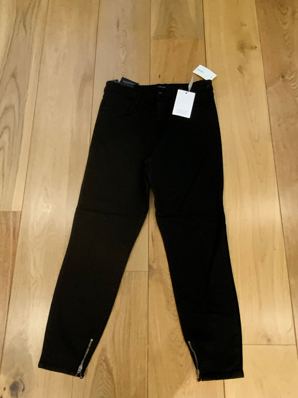 J Brand Maria High Rise Cropped Skinny Jeans with Zips, Black Sz 30 ladies