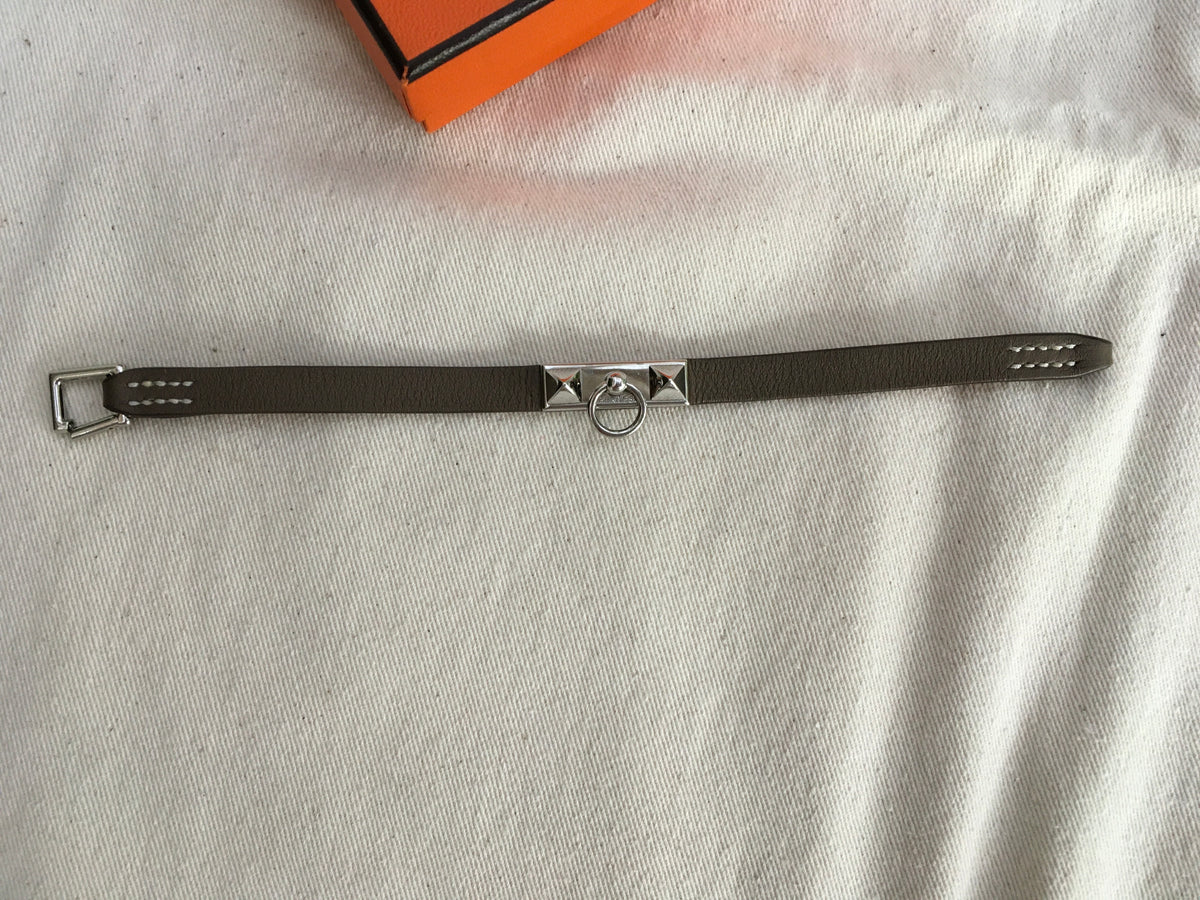HERMES Swift Micro Rivale Bracelet Small Etoupe Palladium Size S Small ladies