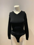 Azzedine Alaïa Alaia Black Wool Blend Bodysuit Top Runaway Collection Size XS ladies