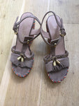 STUART WEITZMAN Russell & Bromley Suede Tassel Wedges Size 38 UK 5 US 8 ladies