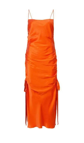 Zimmermann Vermillion Red Ruched Silk Slip Dress  Size 1 S small  ladies