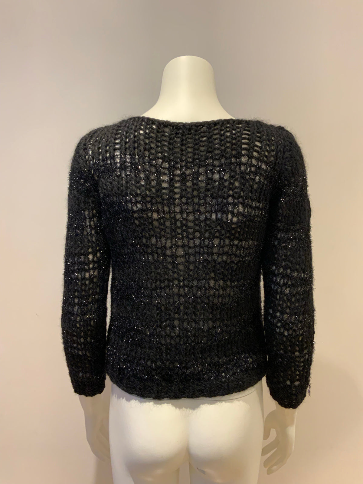 Saint Laurent Black Wool-Mohair open knit pullover sweater SOLD OUT Size S small ladies