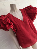 Rosie Assoulin Dust Ruffle Red Top Size M medium ladies