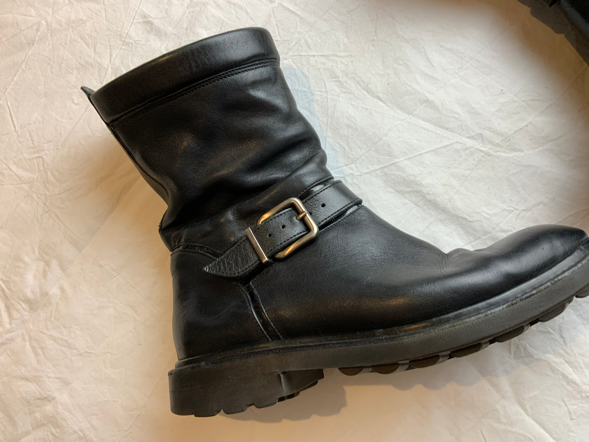 ROBERT CLERGERIE Black biker leather boots SIZE US 4 1/2 34.5 UK 1.5 ladies