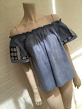 Ulla Johnson Milo Denim Top Tunic Embroidered in India US 4 UK 8 ladies