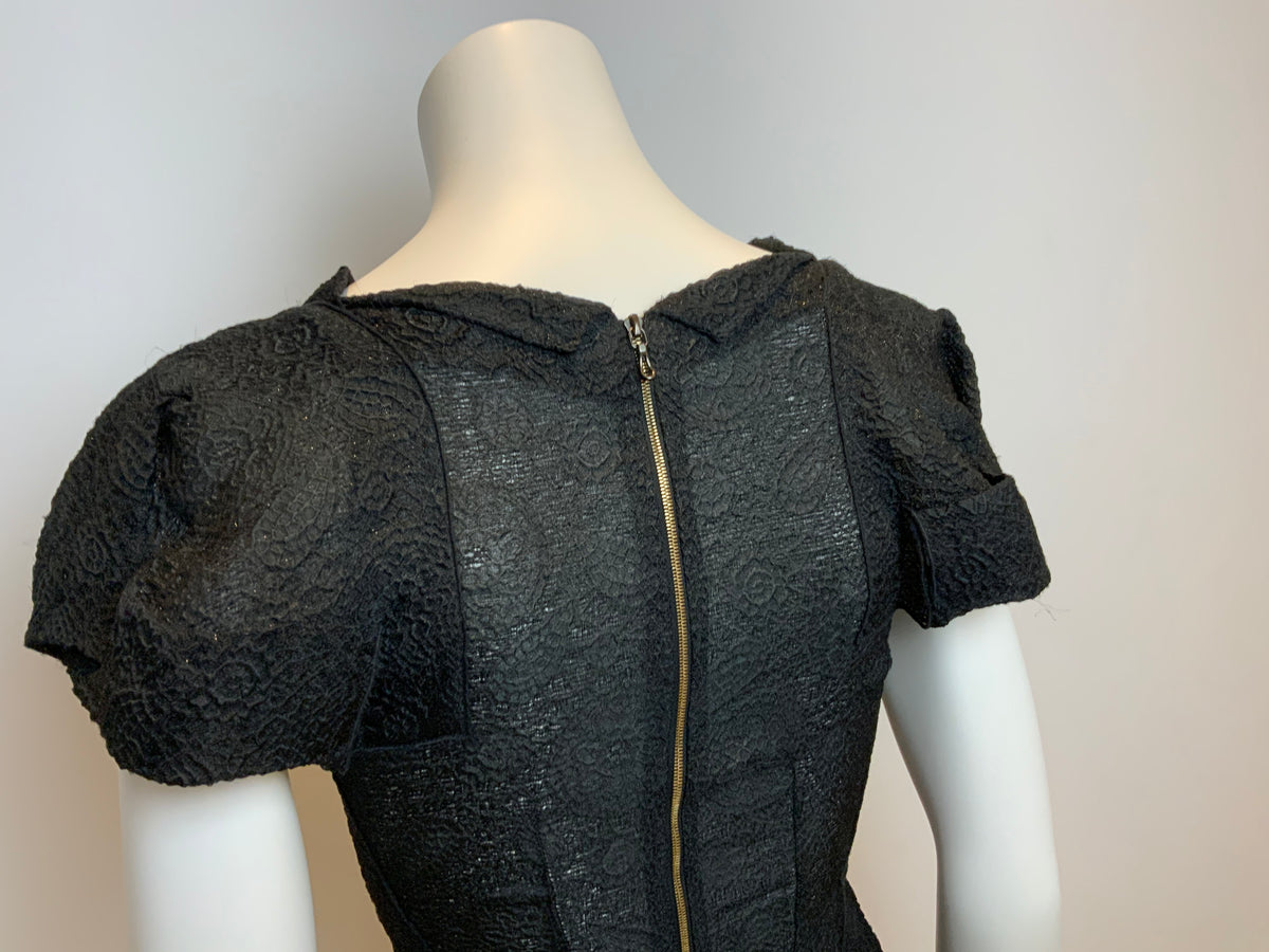 RUNAWAY Silk Organza Little Black Jacquard Dress Size 0 XXS ladies
