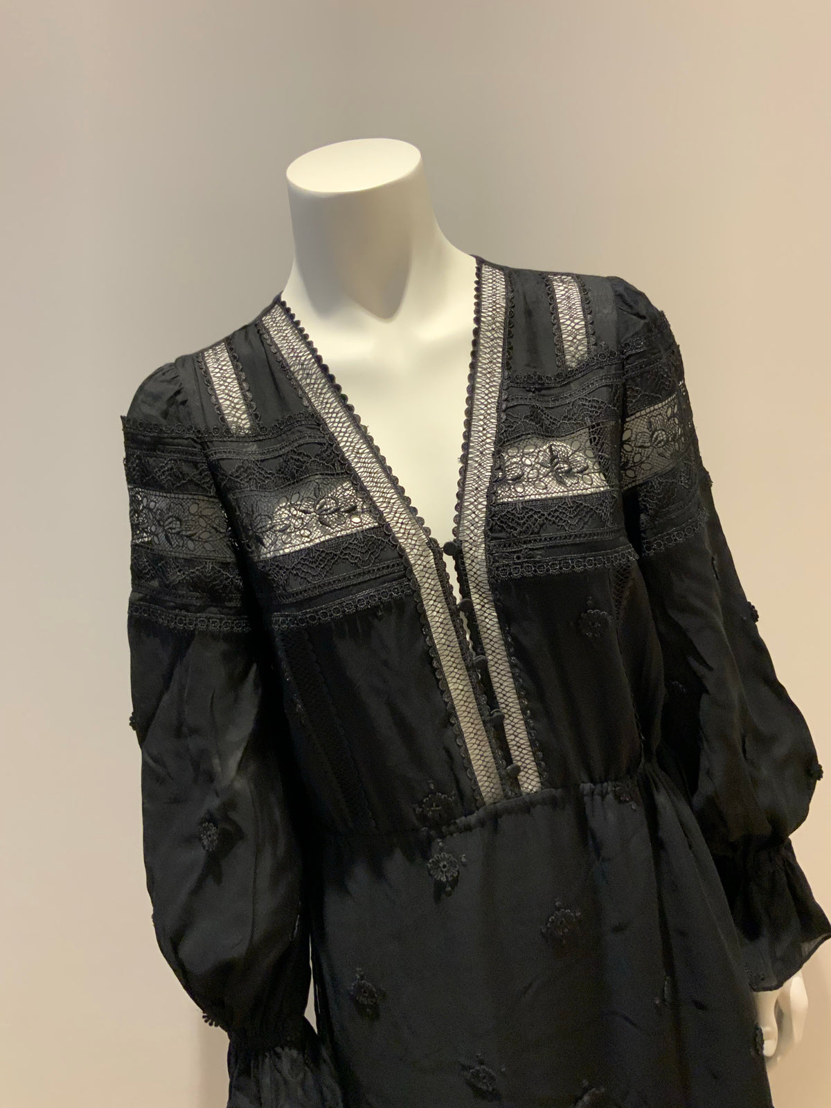 SELF-PORTRAIT 2021 Black 3D Plumetis Maxi Dress SIZE UK 10 US 6 ladies