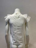 ERDEM Opal ruffled cotton top blouse in white Size UK 8 US 4 I 40 S SMALL ladies