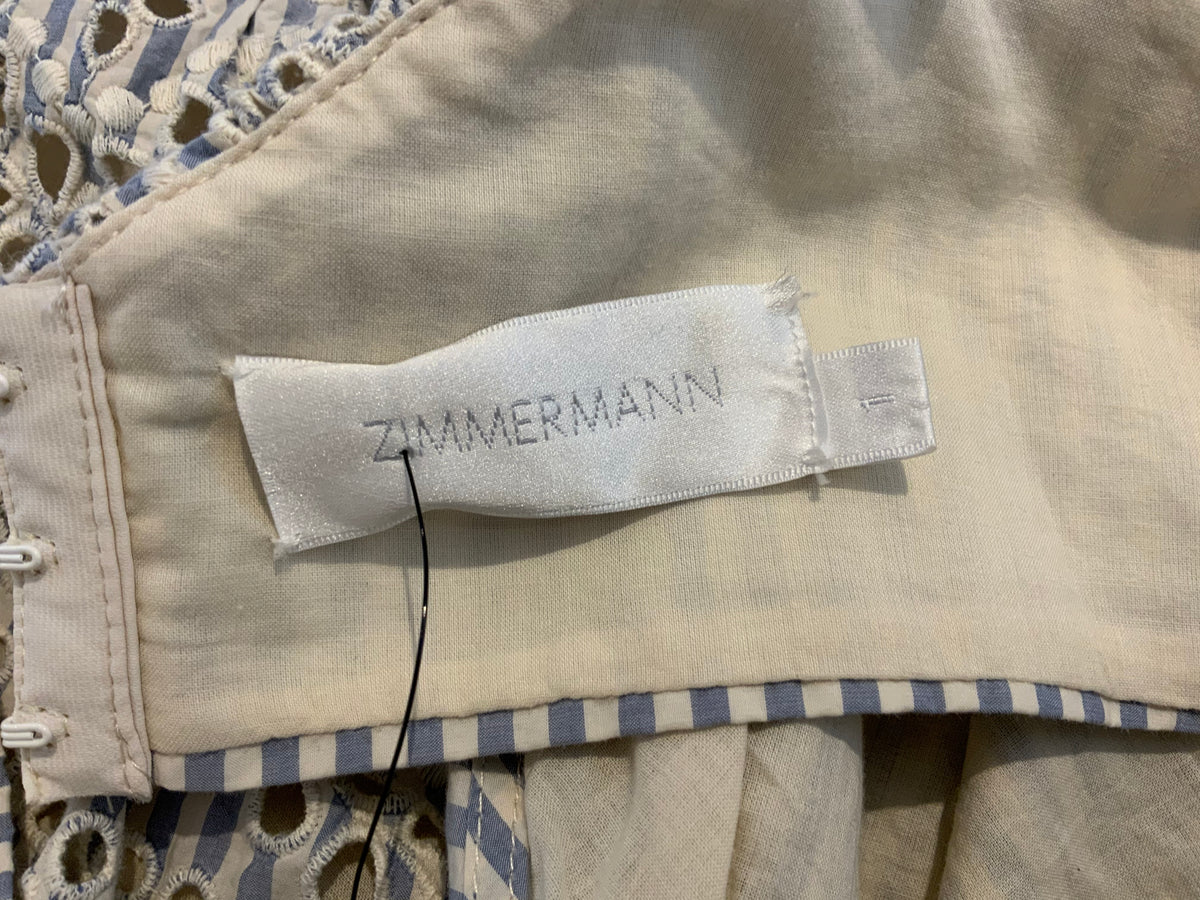 ZIMMERMANN Meridian Stripe Frill Broderie Dress Size 1 S small ladies