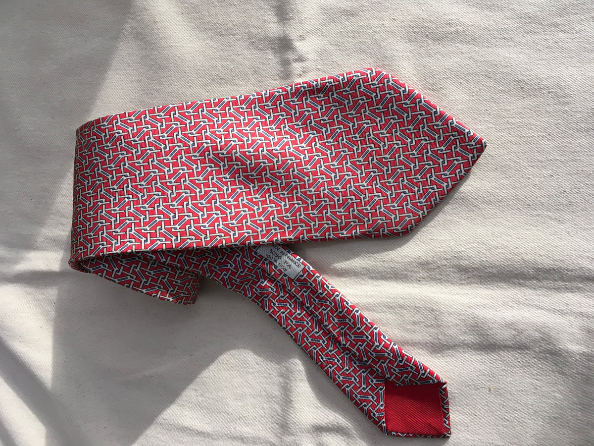 Hermès HERMES Paris Silk Blue Print Tie 5050 PA 100% AUTHENTIC Men