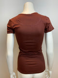 750 Brown Scoop Neck Casual T shirt top Size XS ladies