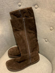 BAX Brown Suede Leather Zip High Knee Boots Size 39 US 9 UK 6 ladies