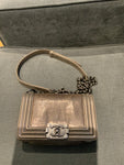 CHANEL Le Boy Metallic Lizard Iridescent Small Flap Bag Handbag in Metallic ladies