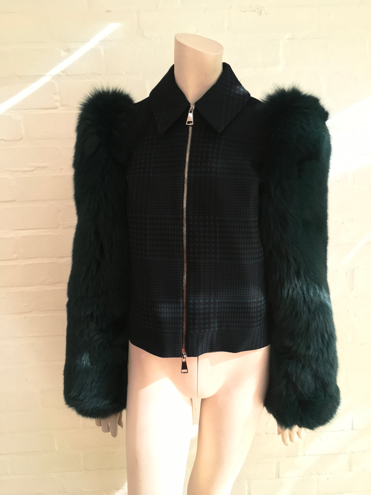 MARY KATRANTZOU Lodger saga fox fur sleeve tulle and wool jacket  Ladies