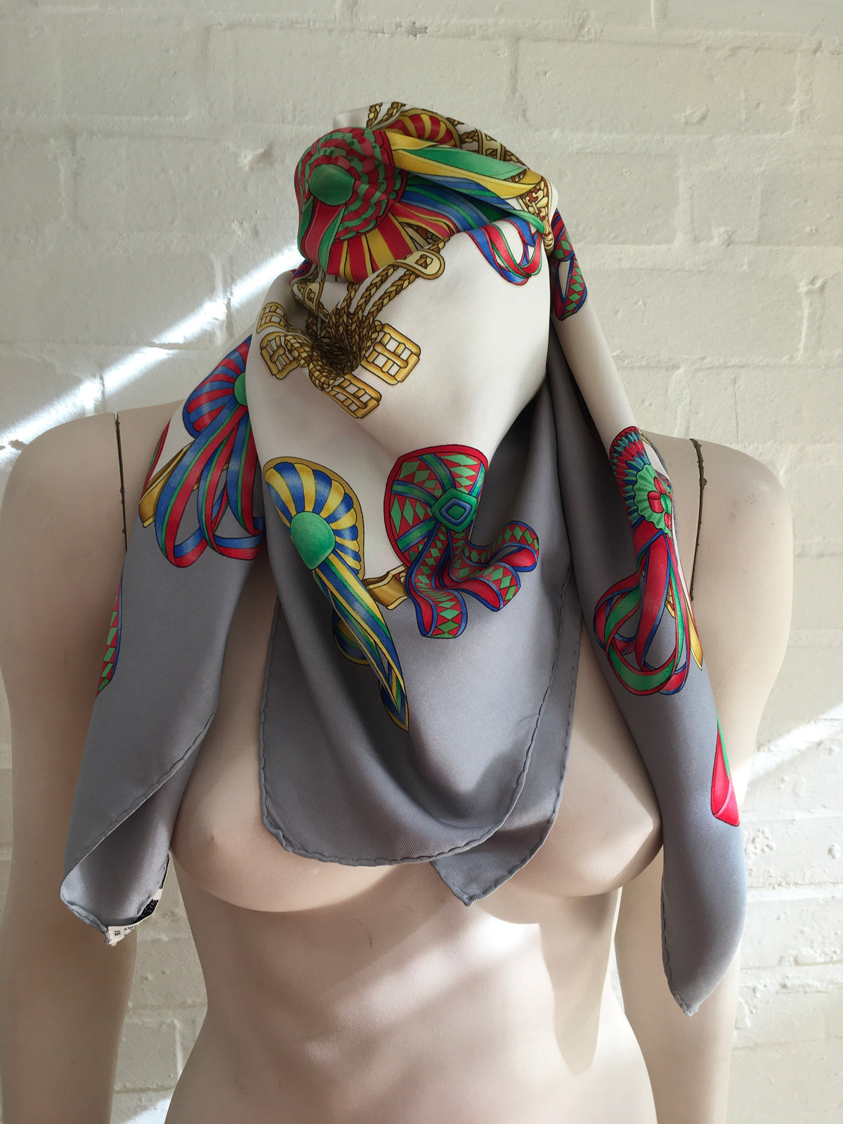 Hermès HERMES SCARF Les Rubans du Cheval Silk Scarf Created By Joachim Metz 1993 Ladies