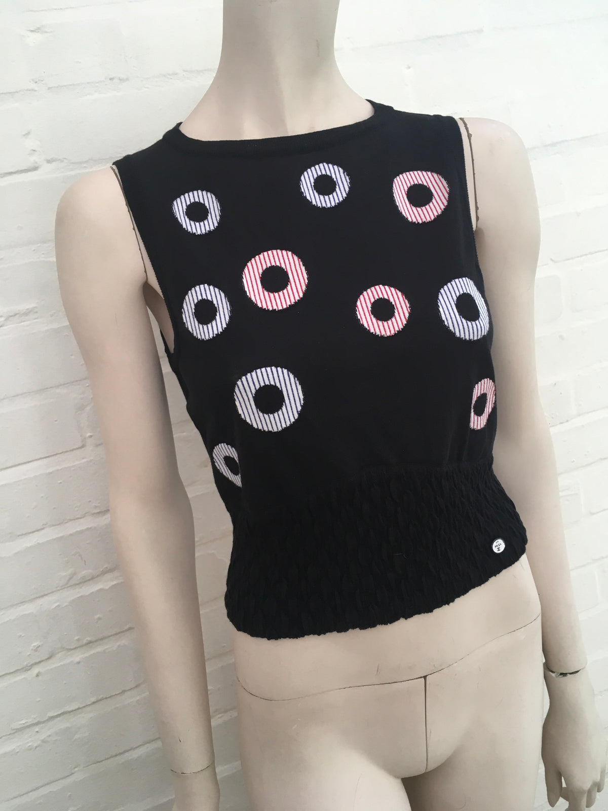 CHANEL 2019 La Pausa Knit Intarsia Cropped Top F 34 Ladies