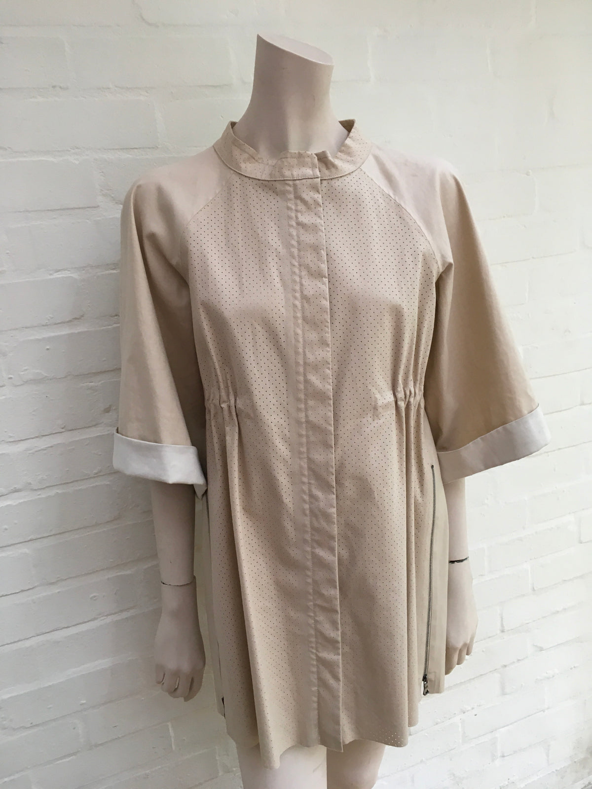 JIL SANDER NAVY Oversized beige Trench Coat SIZE 32 US 0 UK 4 XXS Ladies