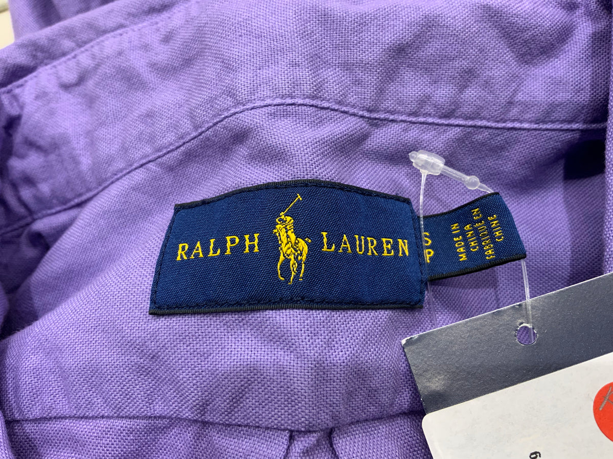 RALPH LAUREN Shirt Dress Purple Sleeveless Oxford Cotton Size S/P Small ladies
