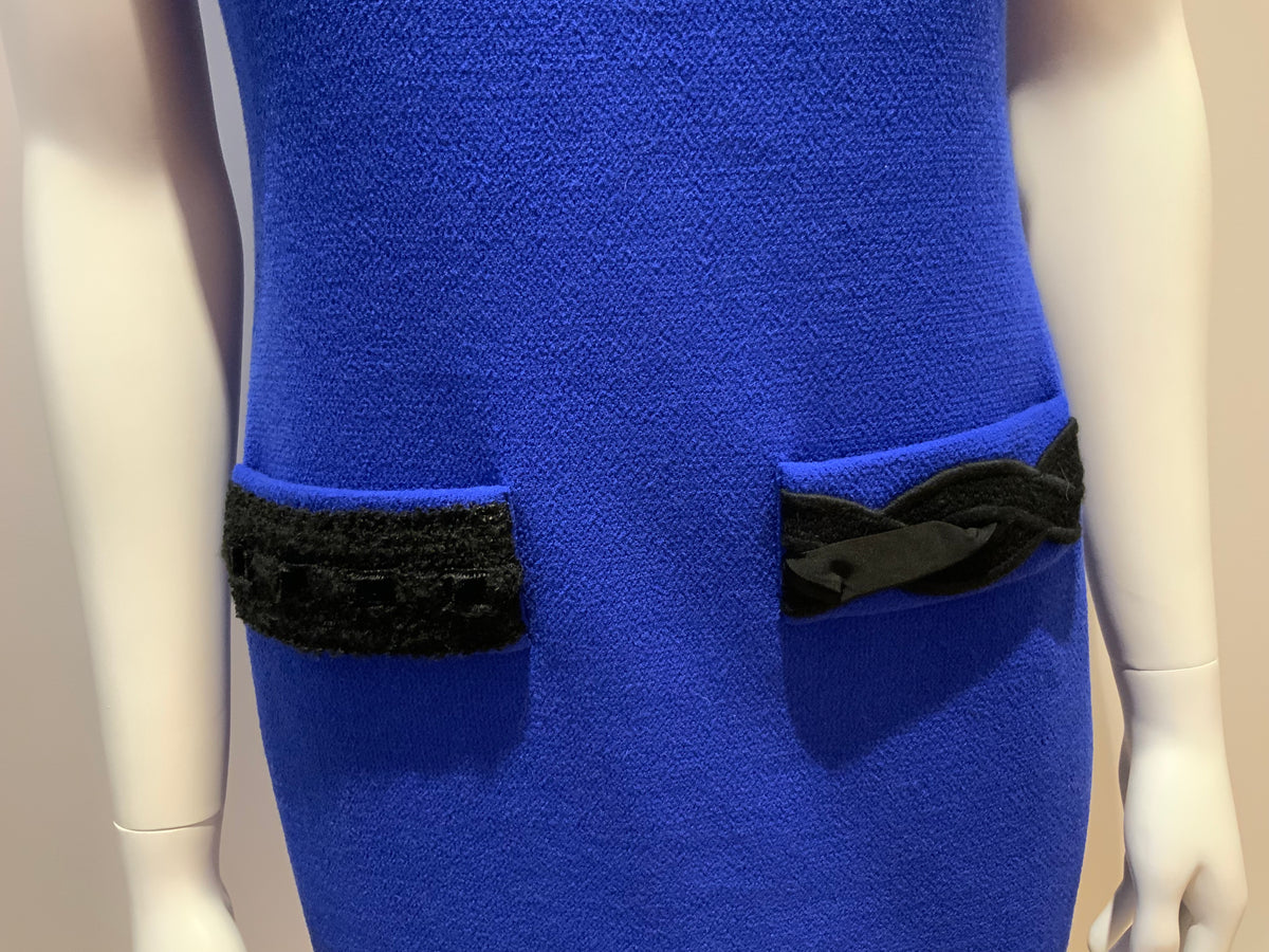 MOSCHINO Boutique Royal Blue Tweed sheath dress Size I 42 UK 10 US 6 ladies