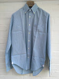 LORO PIANA Green Blue White Plaid Check Cotton Dress SHIRT 15 1/2 “ 39 Men